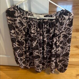 LOFT Black and Cream Patterned Top